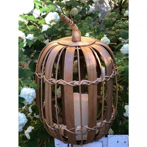 Φανάρι με κερί LED paulownia σχ.κολοκύθα Φ27Η44,5CM 