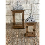 ΦΑΝΑΡΙ ΞΥΛΙΝΟ ΜΕ ΜΕΤΑΛΛΙΚΗ ΟΡΟΦΗ 15.5x12.5x34cm
