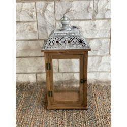 ΦΑΝΑΡΙ ΞΥΛΙΝΟ ΜΕ ΜΕΤΑΛΛΙΚΗ ΟΡΟΦΗ 22.5x18,5x48cm