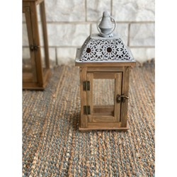 ΦΑΝΑΡΙ ΞΥΛΙΝΟ ΜΕ ΜΕΤΑΛΛΙΚΗ ΟΡΟΦΗ 15.5x12.5x34cm