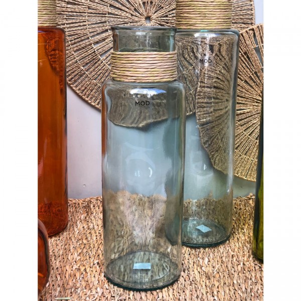 ΒΑΖΟ ΜΕ RAFFIA ΔΙΑΦΑΝΟ 15Χ45