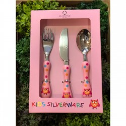 ΣΕΤ ΠΑΙΔΙΚΑ ΜΑΧΑΙΡΟΠΗΡΟΥΝΑ "OWL PINK" 3 ΤΕΜ CRYSPO TRIO
