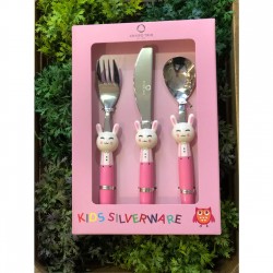 ΣΕΤ ΠΑΙΔΙΚΑ ΜΑΧΑΙΡΟΠΗΡΟΥΝΑ "PINK BUNNY" 3 ΤΕΜ CRYSPO TRIO