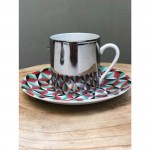 Mirrored coffee & saucer in color box