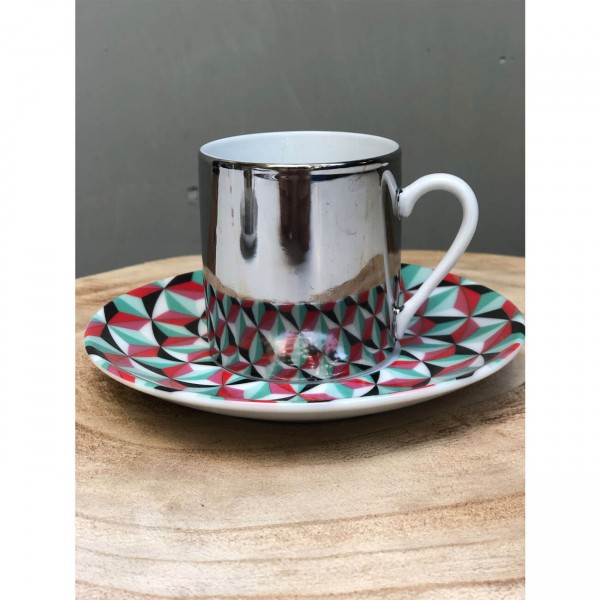 Mirrored coffee & saucer in color box