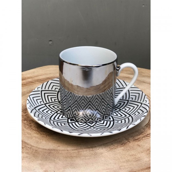 MIRRORED COFFEE & SAUCER IN COLOR BOX