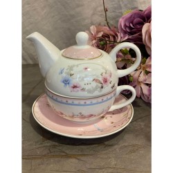ΣΕΤ ΤΣΑΓΙΕΡΟ BONE CHINA ΡΟΖ ΛΟΥΛΟΥΔΙΑ 16x14εκ