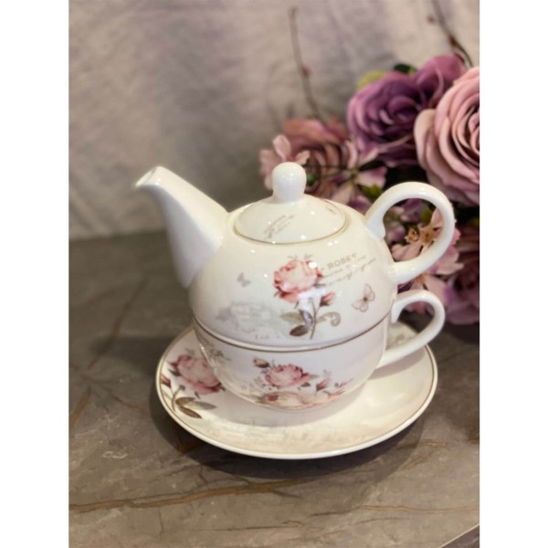 ΣΕΤ ΤΣΑΓΙΕΡΟ BONE CHINA ΣΟΜΟΝ ΤΡΙΑΝΤΑΦΥΛΛΟ 16x14εκ