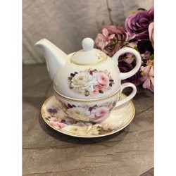 ΣΕΤ ΤΣΑΓΙΕΡΟ BONE CHINA ΤΡΙΑΝΤΑΦΥΛΛΑ 16x14εκ
