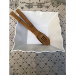 Τετράγωνη σαλατιέρα με bamboo κουτάλες