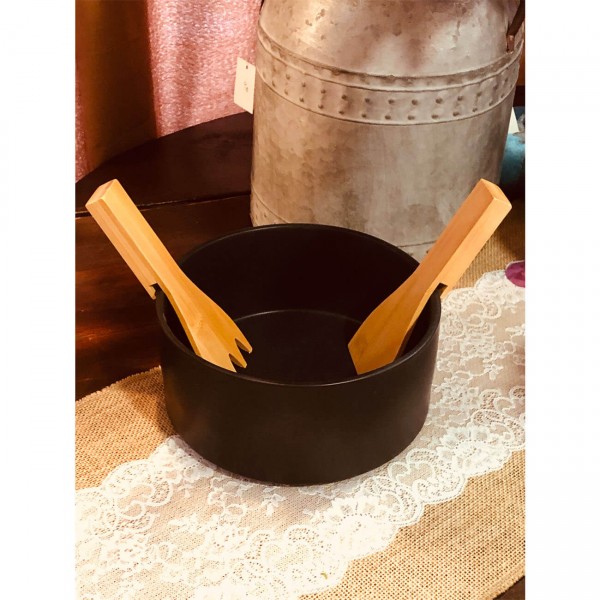 ΣΑΛΑΤΙΕΡΑ BLACK MAT ΜΕ BAMBOO ΚΟΥΤΑΛΕΣ 